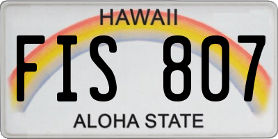 HI license plate FIS807