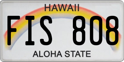 HI license plate FIS808