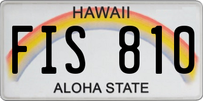 HI license plate FIS810