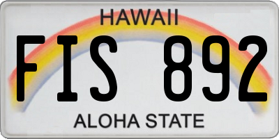 HI license plate FIS892