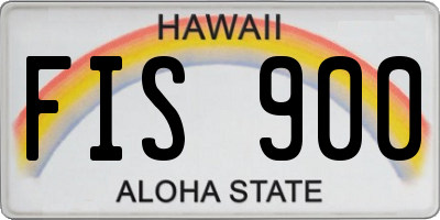 HI license plate FIS900