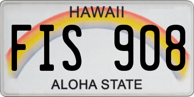 HI license plate FIS908