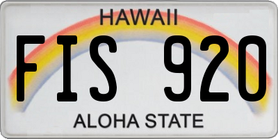 HI license plate FIS920
