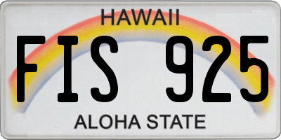 HI license plate FIS925