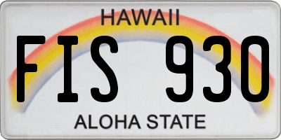HI license plate FIS930