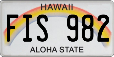 HI license plate FIS982