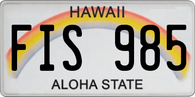 HI license plate FIS985