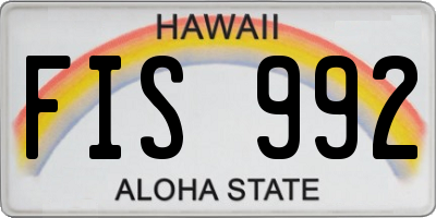 HI license plate FIS992