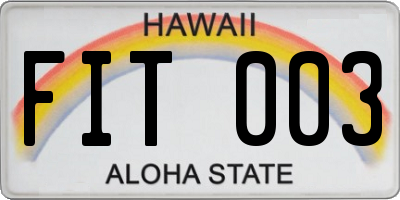 HI license plate FIT003