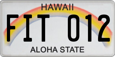 HI license plate FIT012