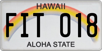 HI license plate FIT018
