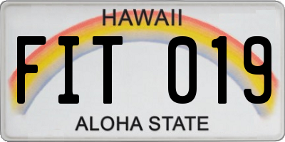HI license plate FIT019