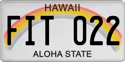 HI license plate FIT022