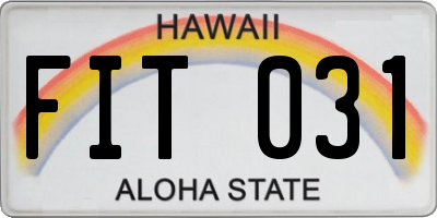 HI license plate FIT031