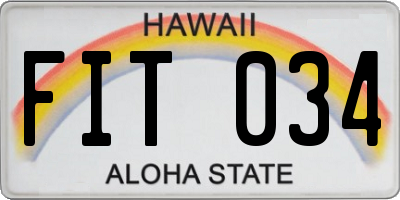 HI license plate FIT034