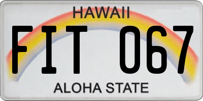 HI license plate FIT067