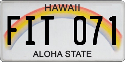 HI license plate FIT071