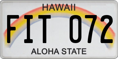 HI license plate FIT072