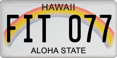 HI license plate FIT077