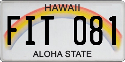 HI license plate FIT081