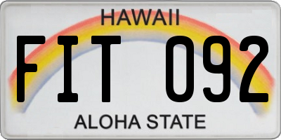 HI license plate FIT092