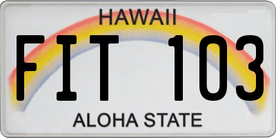 HI license plate FIT103