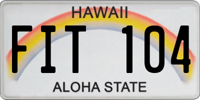 HI license plate FIT104