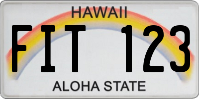 HI license plate FIT123