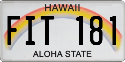 HI license plate FIT181