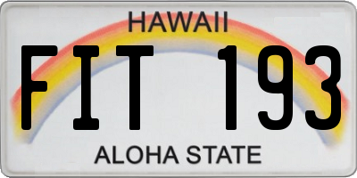 HI license plate FIT193