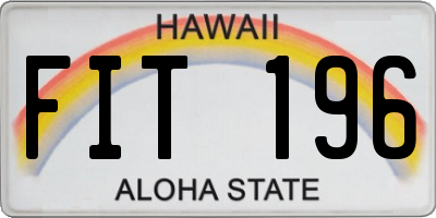 HI license plate FIT196