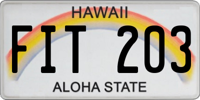 HI license plate FIT203