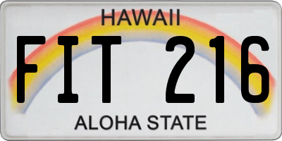 HI license plate FIT216