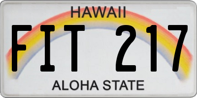 HI license plate FIT217