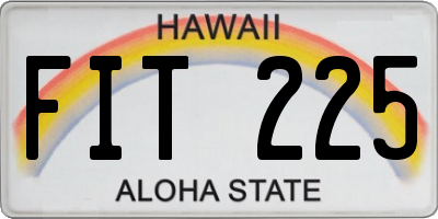 HI license plate FIT225