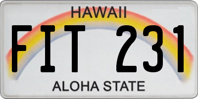 HI license plate FIT231