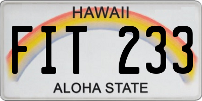 HI license plate FIT233