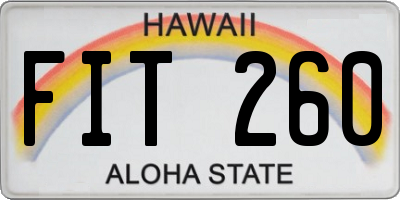 HI license plate FIT260