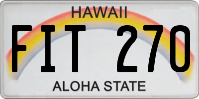 HI license plate FIT270
