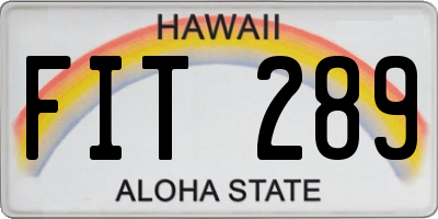 HI license plate FIT289