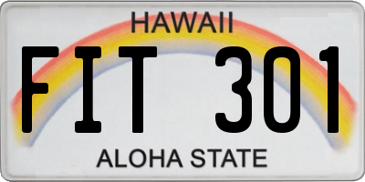 HI license plate FIT301