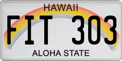 HI license plate FIT303