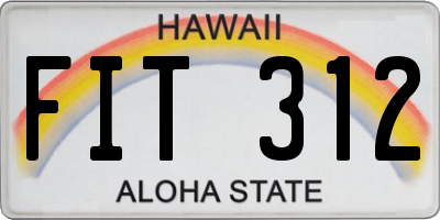 HI license plate FIT312