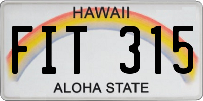 HI license plate FIT315