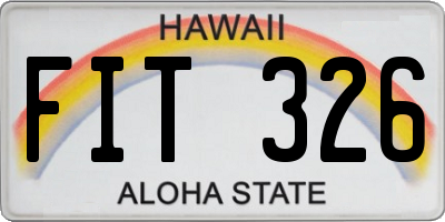 HI license plate FIT326