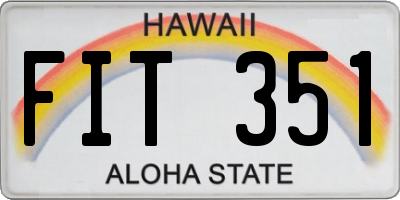 HI license plate FIT351