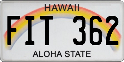 HI license plate FIT362