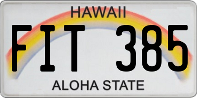 HI license plate FIT385