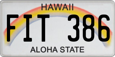 HI license plate FIT386