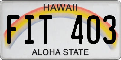 HI license plate FIT403